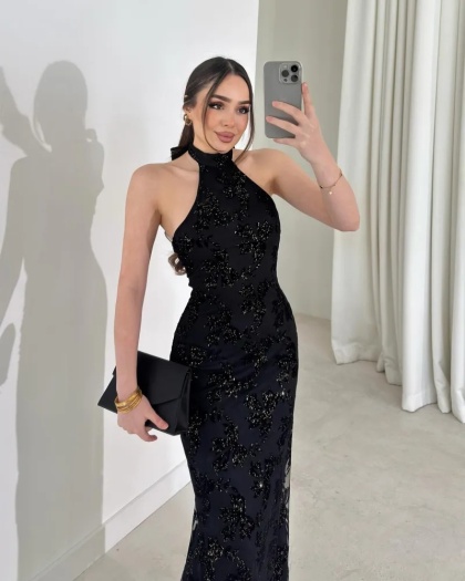Rochie eleganta lunga cu tull si catifea - Img 2