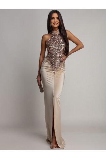 Rochie eleganta lunga din lycra cu paiete - Img 2