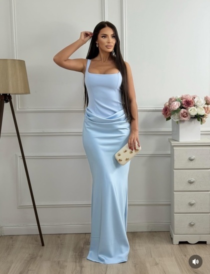 Rochie eleganta lunga din satin cu lycra - Img 2