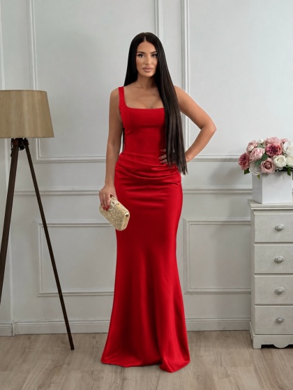 Rochie eleganta lunga din satin cu lycra - Img 2