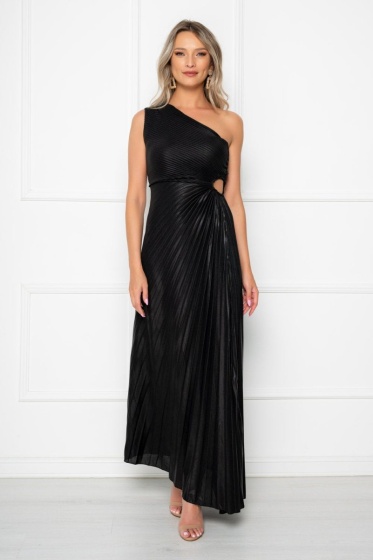 Rochie eleganta lunga plisata cu aspect lucios - Img 4