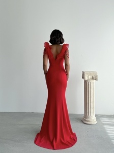 Rochie eleganta lunga tip sirena accesorizata cu lantisoare - Img 2