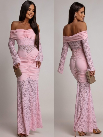 Rochie eleganta lunga tip sirena din dantela - Img 5