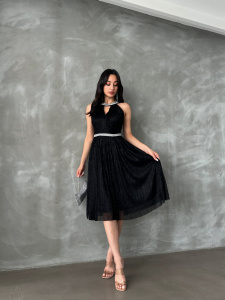 Rochie eleganta midi accesorizata cu strasuri - Img 3