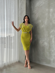 Rochie eleganta midi accesorizata cu strasuri - Img 3