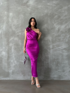 Rochie eleganta midi cu umarul gol - Img 4