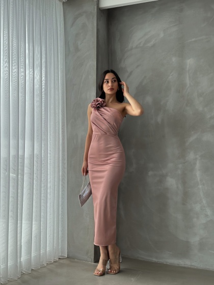 Rochie eleganta midi cu umarul gol - Img 5
