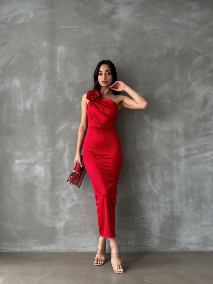 Rochie eleganta midi cu umarul gol - Img 3