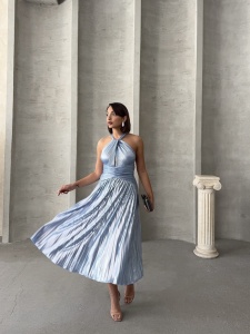 Rochie eleganta plisata cu aspect lucios - Img 7