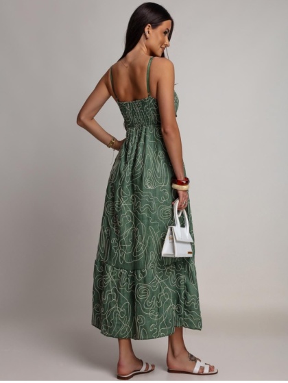 Rochie lunga cu imprimeu brodat - Img 3