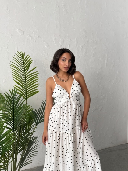 Rochie lunga cu imprimeu buline  - Img 4