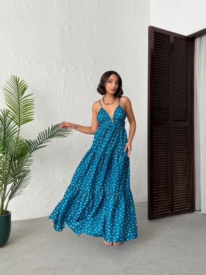Rochie lunga cu imprimeu buline - Img 8