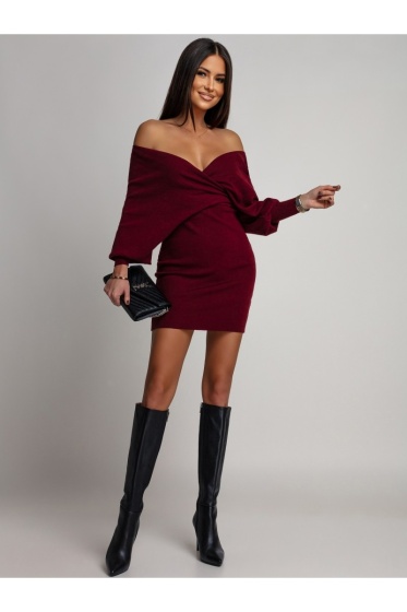 Rochie scurta din tricot cu decolteu in V - Img 2
