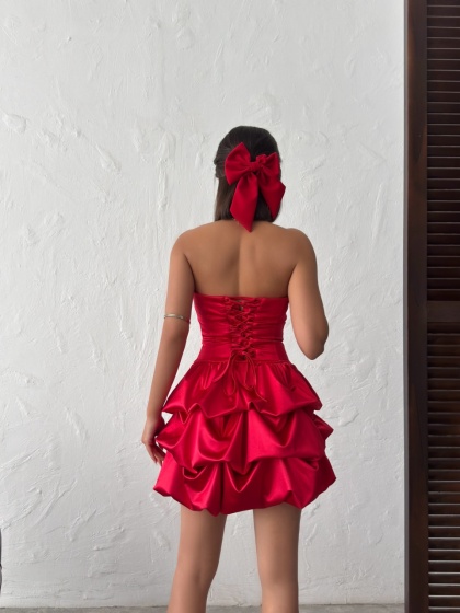 Rochie scurtă elegantă bufantă tip corset - Img 3