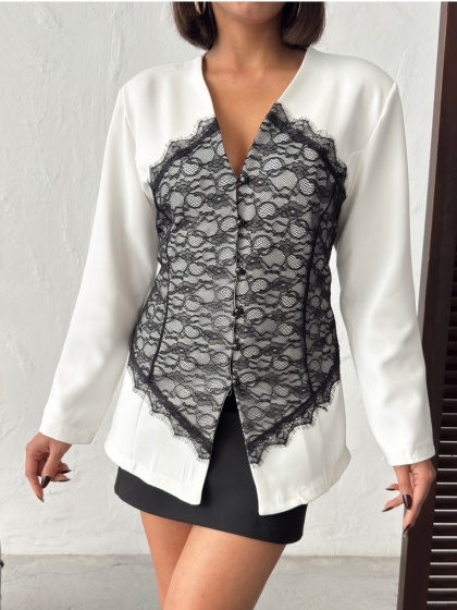 Sacou dama cu detaliu din dantela