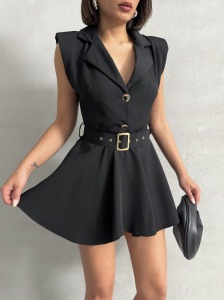 Salopeta scurta stil rochie cu accesoriu curea - Img 2