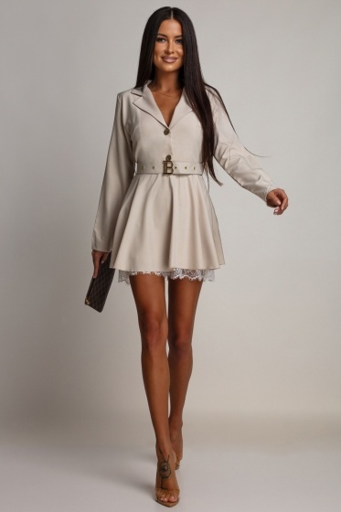 Salopeta scurta tip rochie cu garnitura din dantela - Img 2