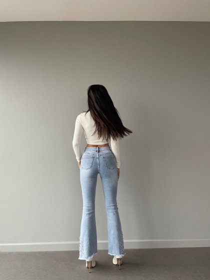 Blugi dama evazati cu perle - Img 2