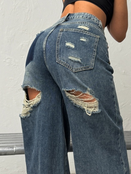 Blugi evazati cu rupturi la spate - Img 7