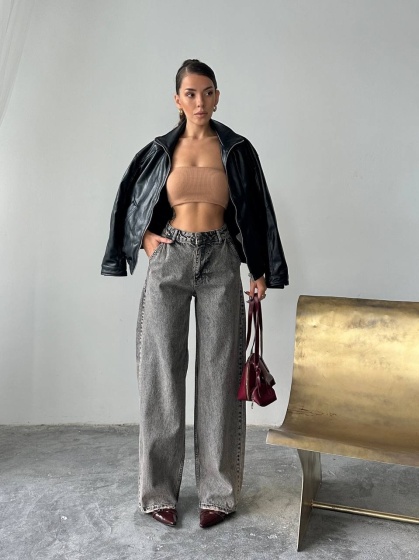 Blugi simpli cu croi larg - Img 2