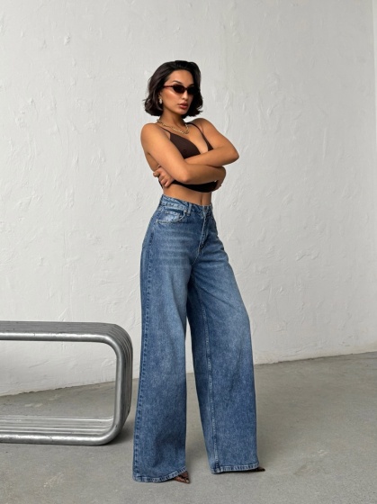 Blugi simpli cu croi larg - Img 4