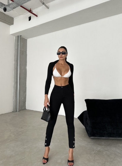 Blugi skinny accesorizati cu capse - Img 3