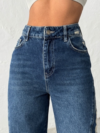 Blugi wide leg cu abraziuni pe lateral - Img 6