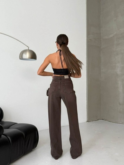 Blugi wide leg cu buzunare pe exterior - Img 2