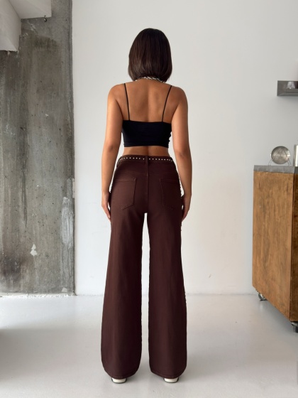 Blugi wide leg cu detalii tinte - Img 6