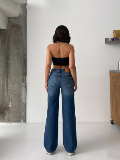 Blugi wide-leg cu talie dubla - Img 2