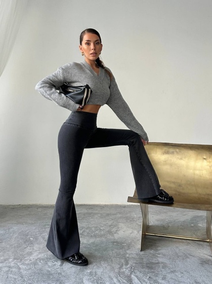 Colanti evazati cu aspect denim - Img 3