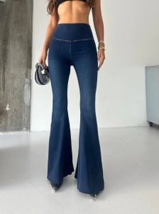 Colanti evazati cu aspect denim - Img 1