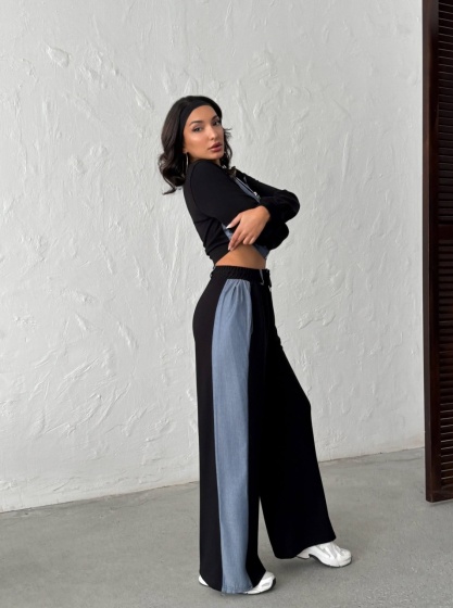 Compleu cu denim si pantaloni evazati - Img 7