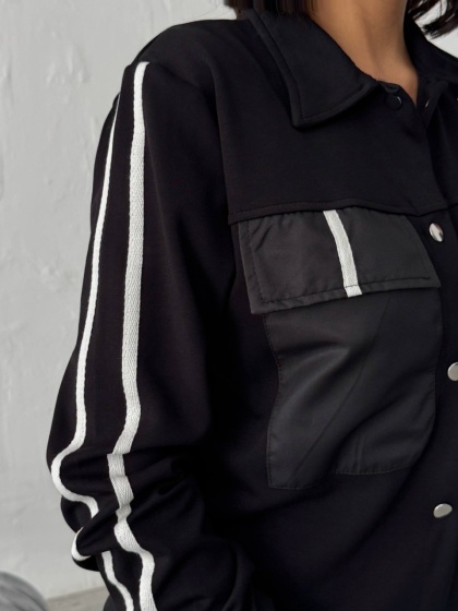 Compleu cu pantaloni evazati si buzunare din fas  - Img 4