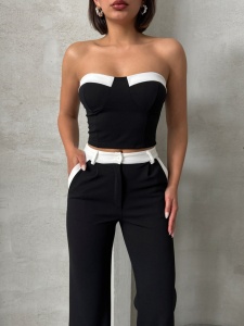 Compleu dama cu pantalon evazat si top - Img 3