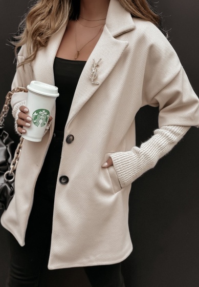 Palton dama cu maneci din tricot - Img 2