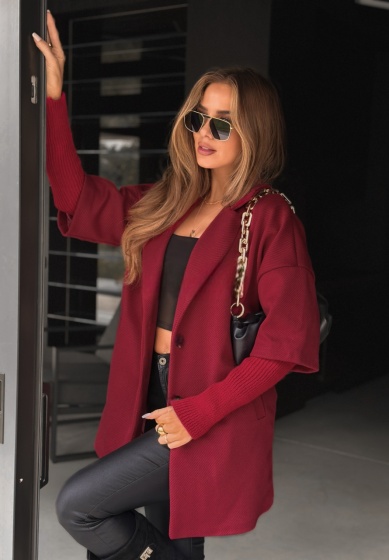 Palton dama cu maneci din tricot - Img 2