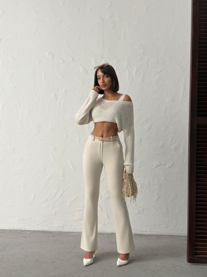 Pantaloni dama evazati cu accesoriu curea - Img 6