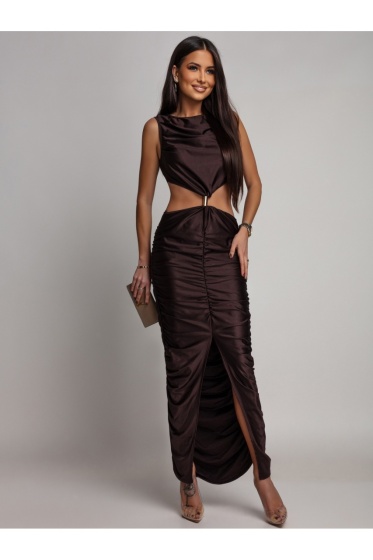 Rochie elegantă din lycra, cu detaliu metalic și drapaj - Img 3