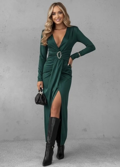 Rochie elegantă din lycra, cu detaliu metalic - Img 3