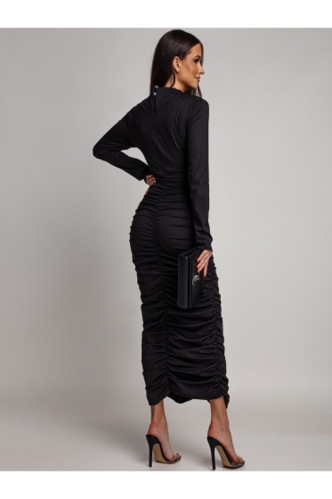 Rochie eleganta din lycra cu detaliu pampon - Img 2