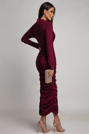 Rochie eleganta din lycra cu detaliu pampon - Img 3