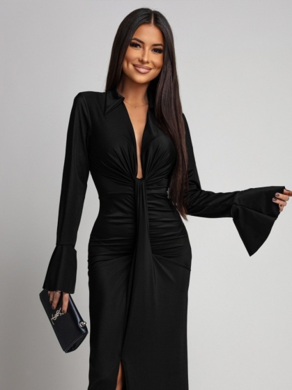 Rochie eleganta din lycra cu maneca clopot - Img 5