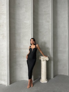 Rochie eleganta din lycra cu spatele gol si accesorizata cu strasuri - Img 7