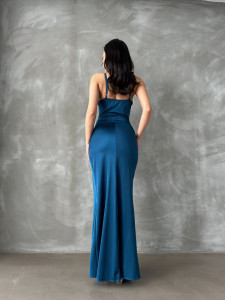 Rochie eleganta din lycra lunga cu bretele - Img 3