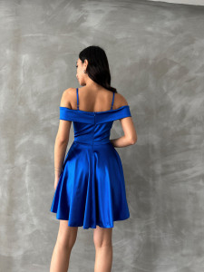 Rochie eleganta din satin scurta cu bretele - Img 3