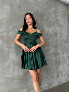 Rochie eleganta din satin scurta cu bretele - Img 5