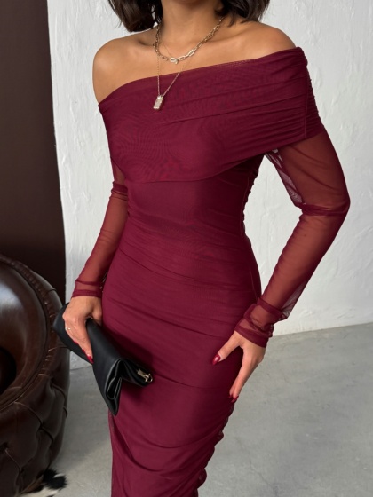 Rochie eleganta din tull cu umeri goi - Img 3