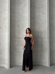 Rochie eleganta lunga cu bretele accesorizata cu perle - Img 5