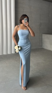 Rochie eleganta lunga cu bretele accesorizata cu perle - Img 2